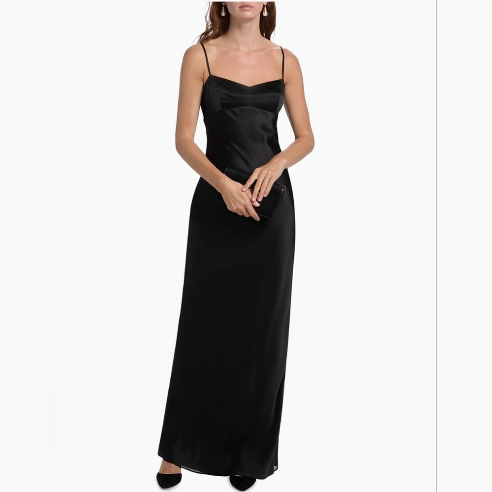 NEW RARE Amanda Uprichard BLACK Janeiro Silk Evening Gown Maxi Dress | Size Med - Picture 5 of 14